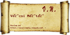 Vécsi Máté névjegykártya